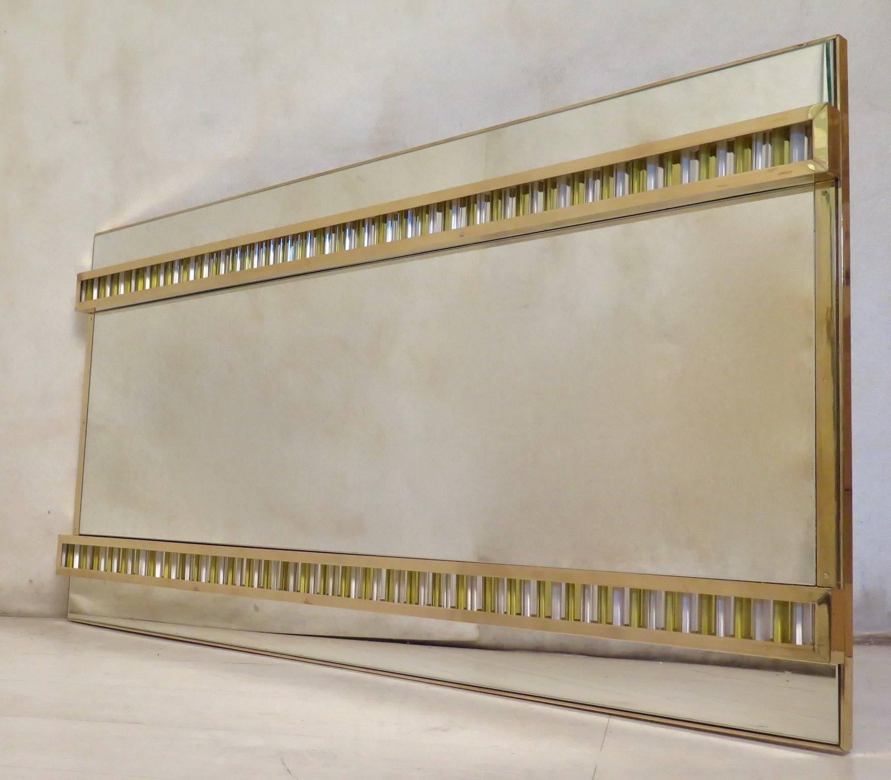 Murano Midcentury Brass and Glass Wall Mirror, 1950 6