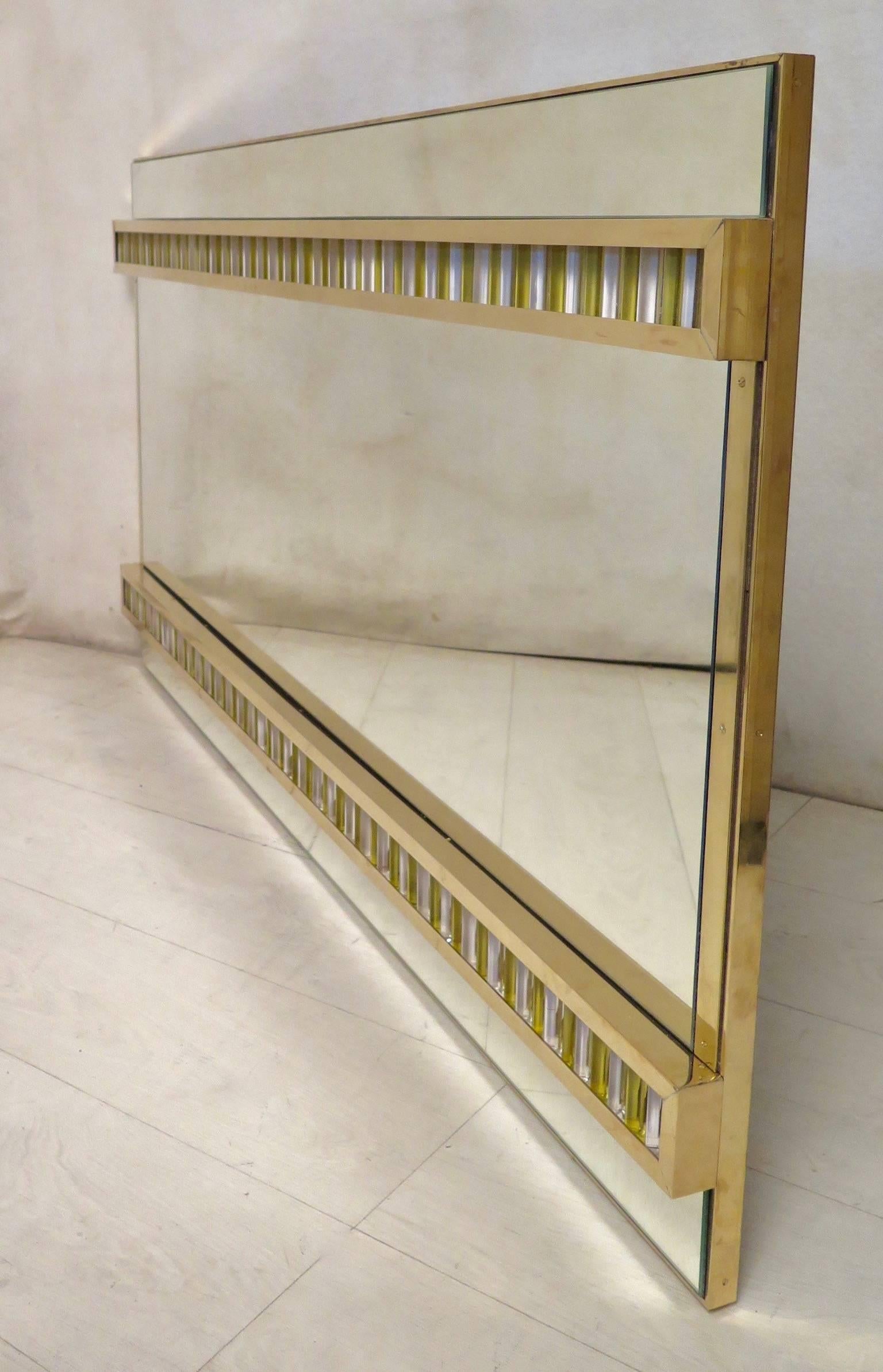 Murano Midcentury Brass and Glass Wall Mirror, 1950 7