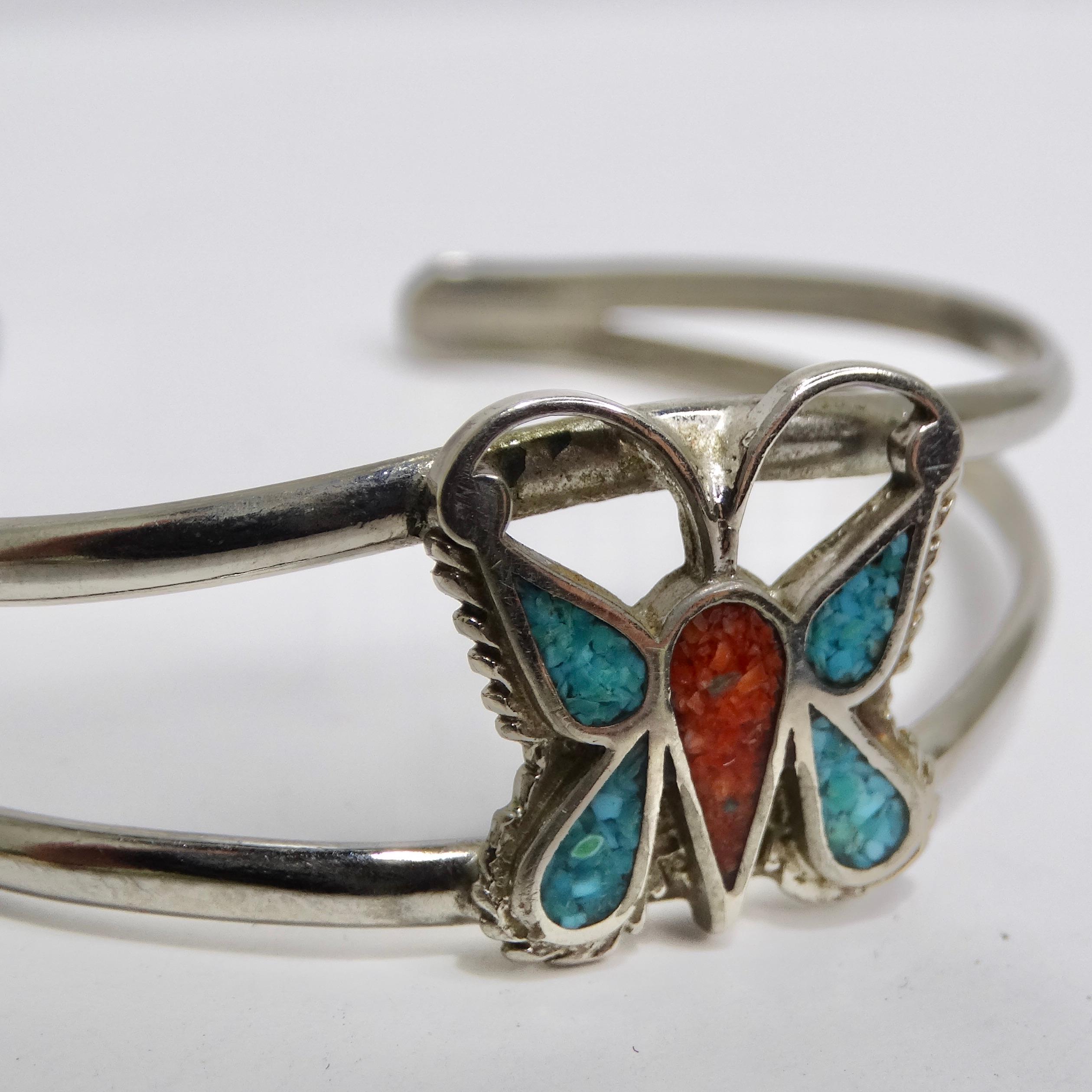1950 Navajo Silver Butterfly Cuff Bracelet In Good Condition For Sale In Scottsdale, AZ
