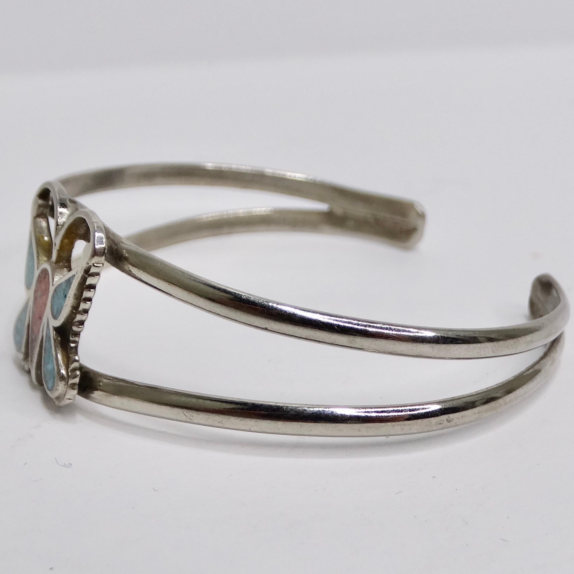 1950 Navajo Silver Butterfly Cuff Bracelet For Sale 2