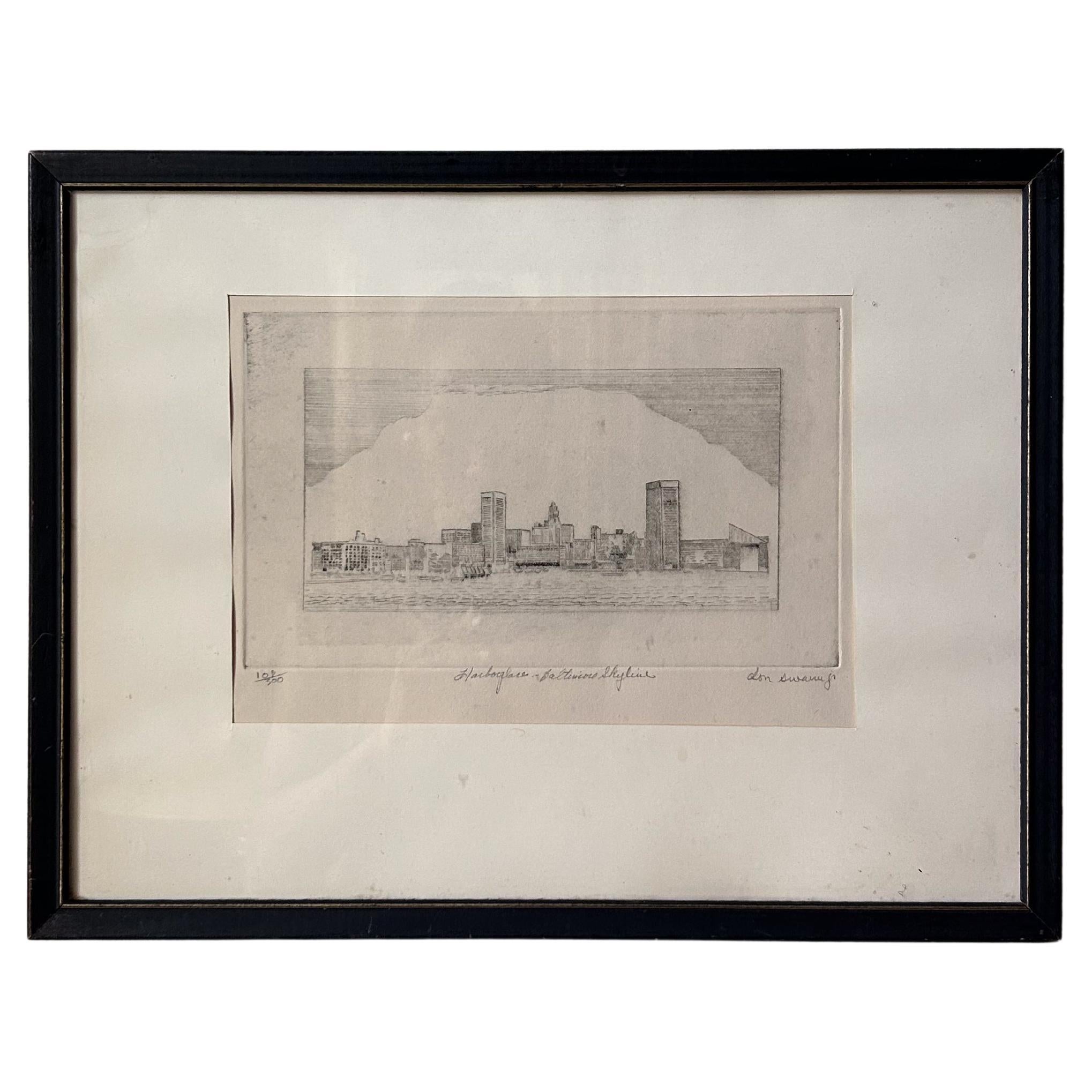 1950 Original Etching by Don Swann, Jr. For Sale