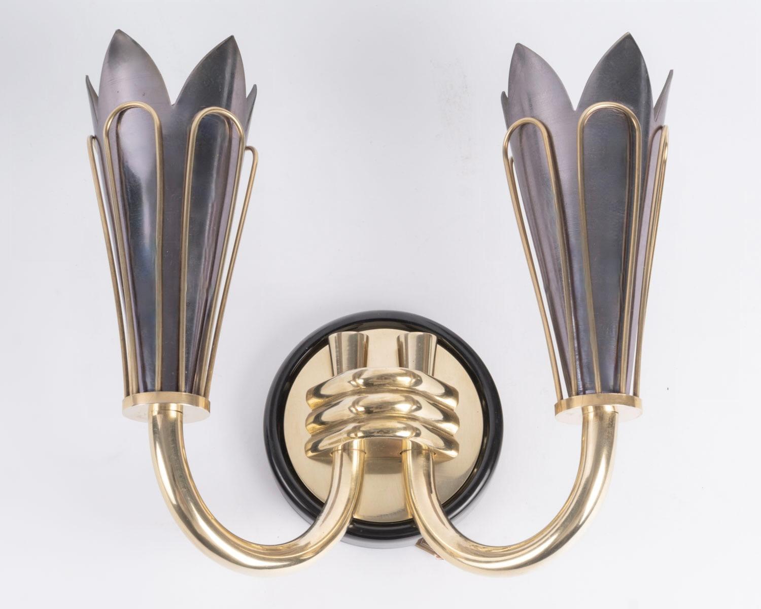 Français Paire d'appliques originales de 1950 par Marcel Asselbur en vente