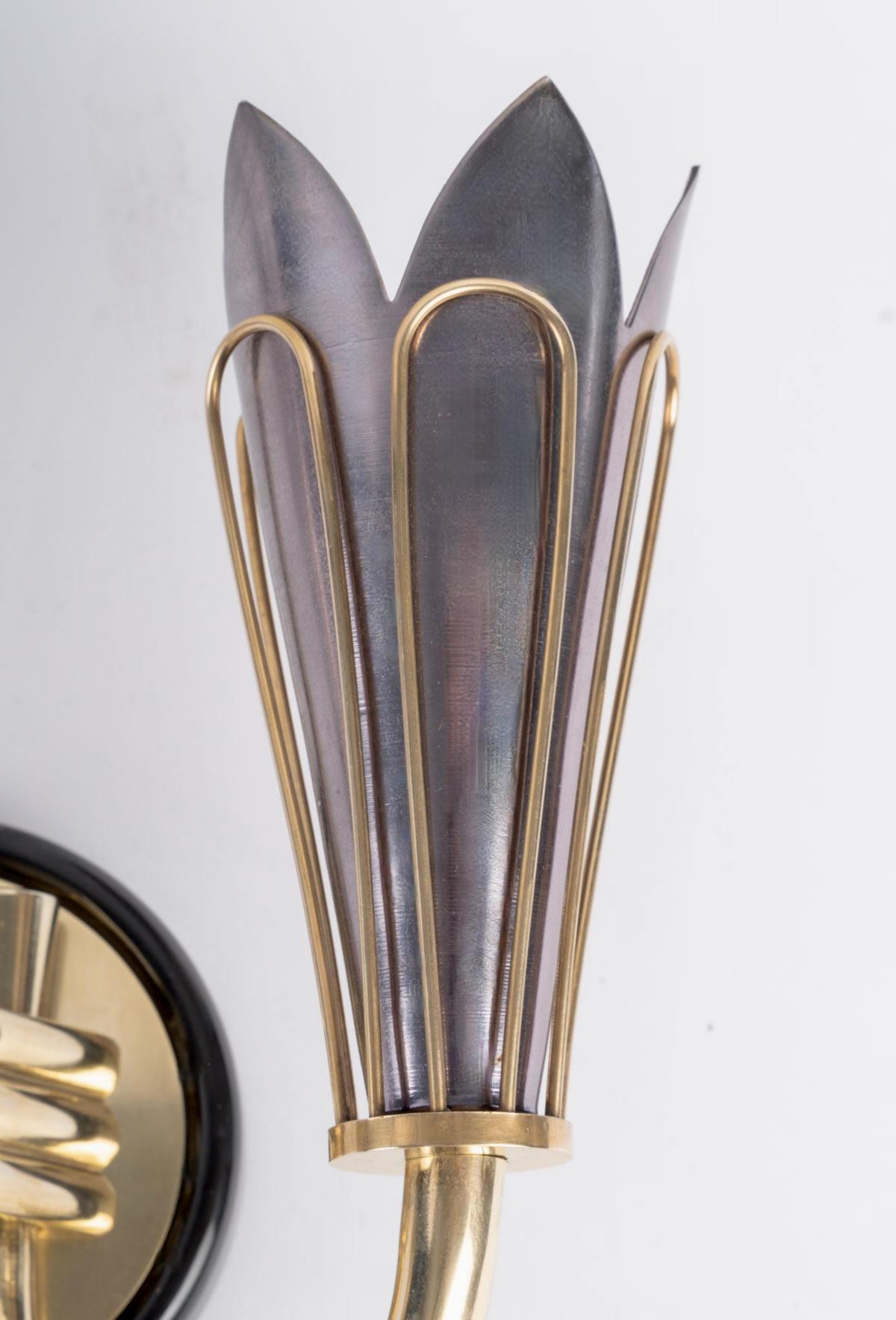 Paire d'appliques originales de 1950 par Marcel Asselbur Bon état - En vente à Saint-Ouen, FR