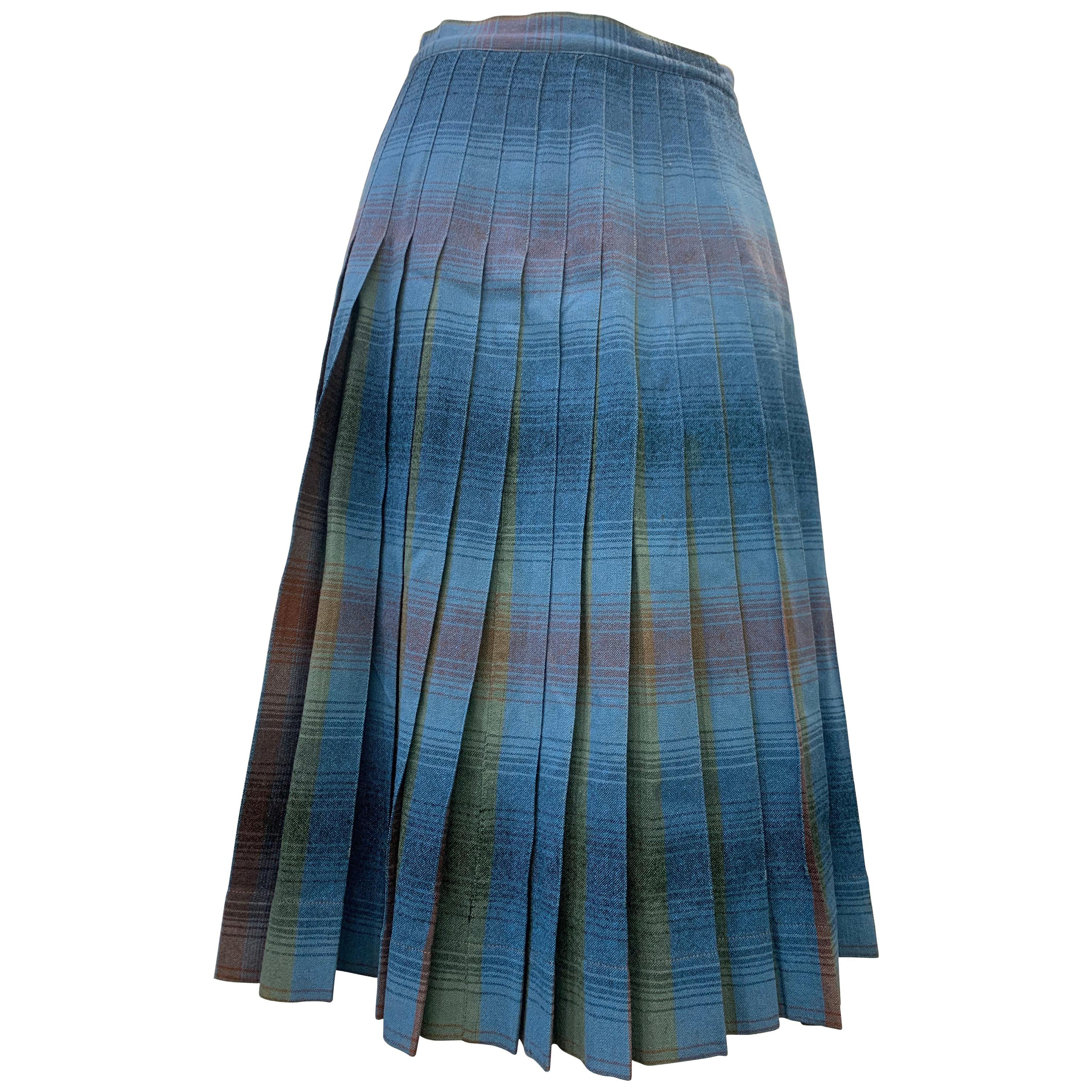1950 Original Pendleton Wool Shadow Plaid Reversible Pleated Skirt 