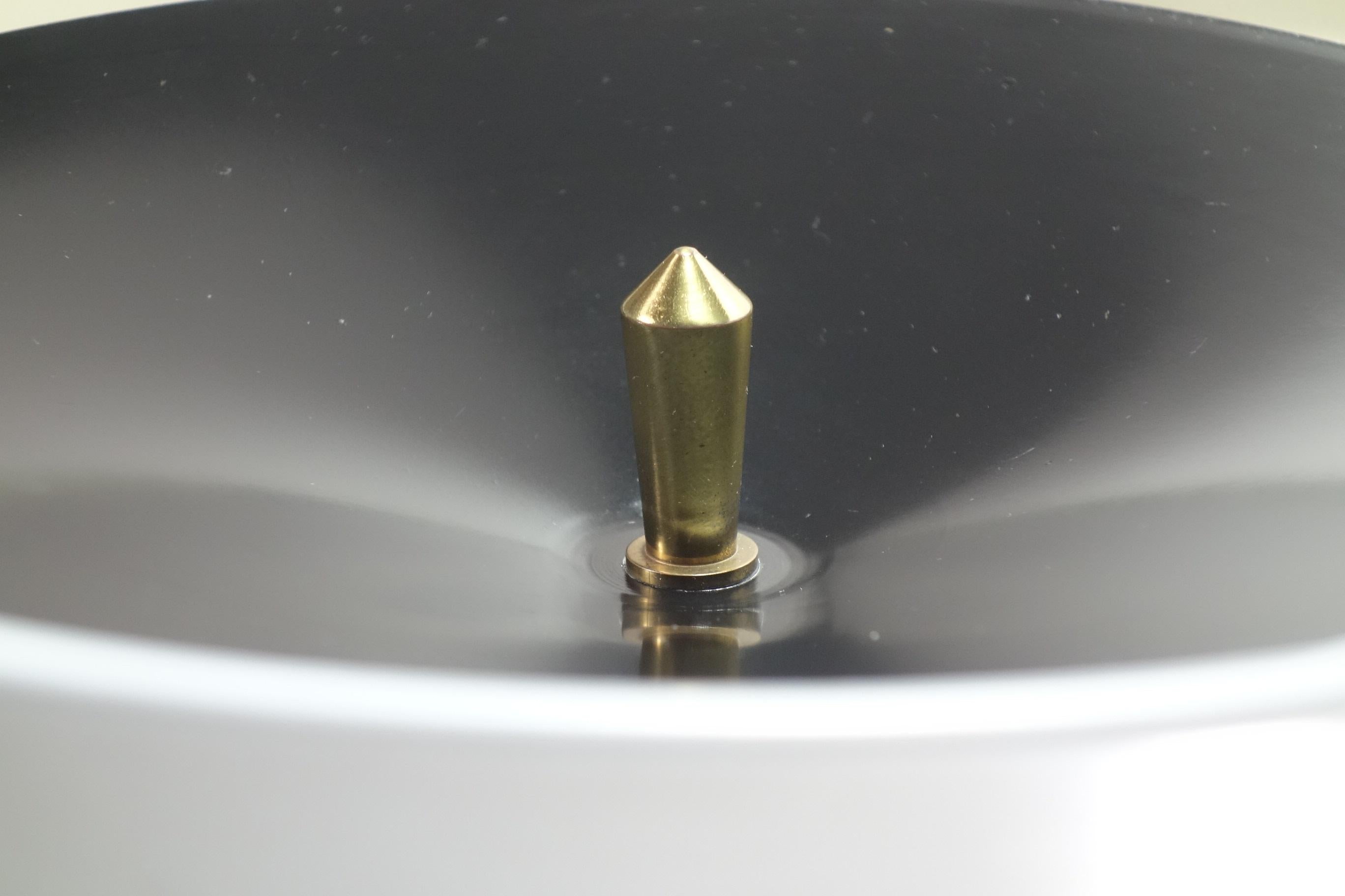 1950 Oscar Torlasco Lumi Italian Design Midcentury Brass Grey Black Table Lamp in vendita 4