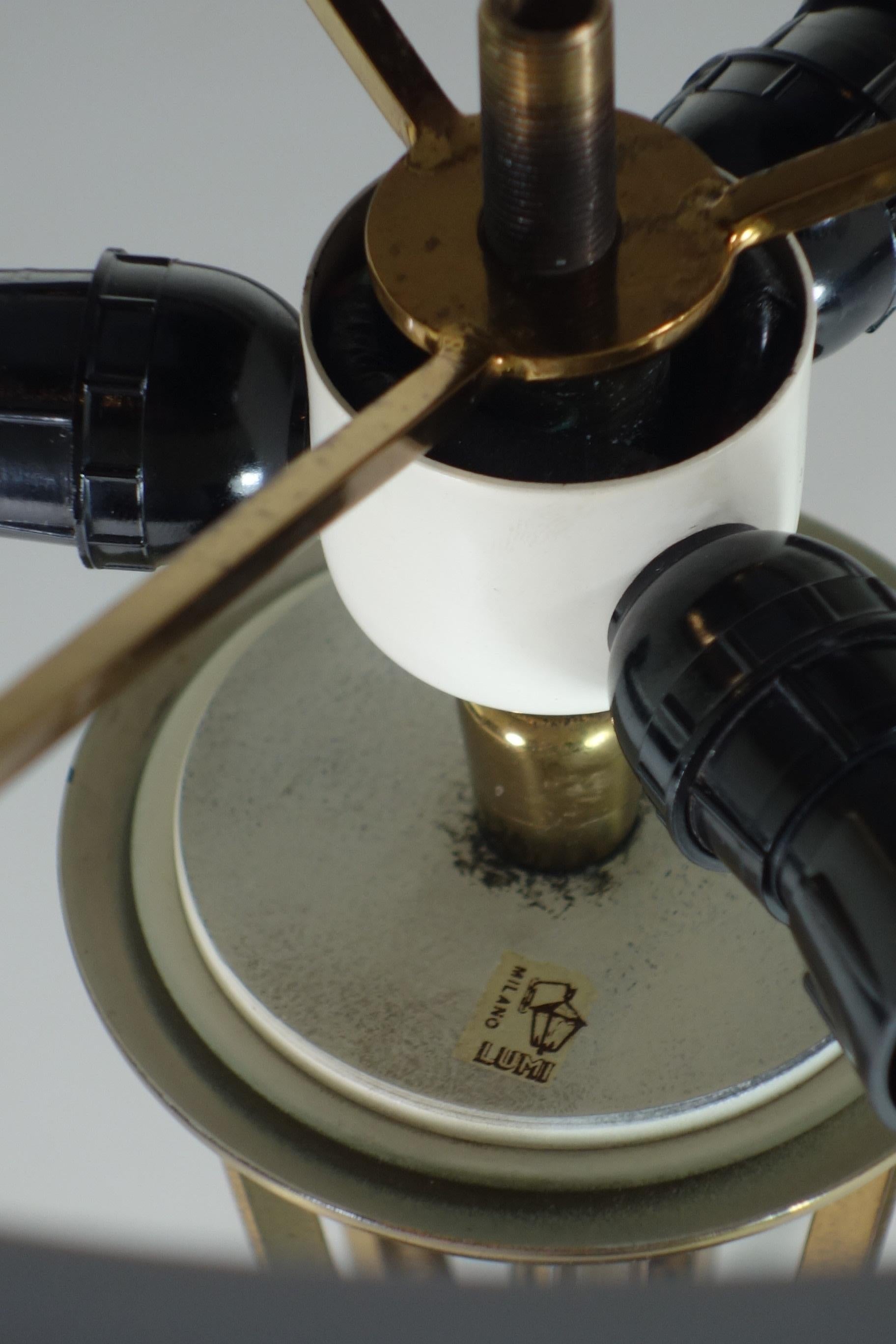 1950 Oscar Torlasco Lumi Italian Design Midcentury Brass Grey Black Table Lamp in vendita 5