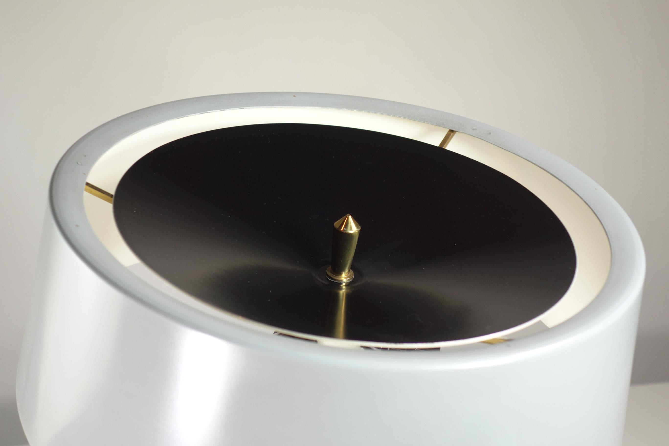 1950 Oscar Torlasco Lumi Italian Design Midcentury Brass Grey Black Table Lamp in vendita 6