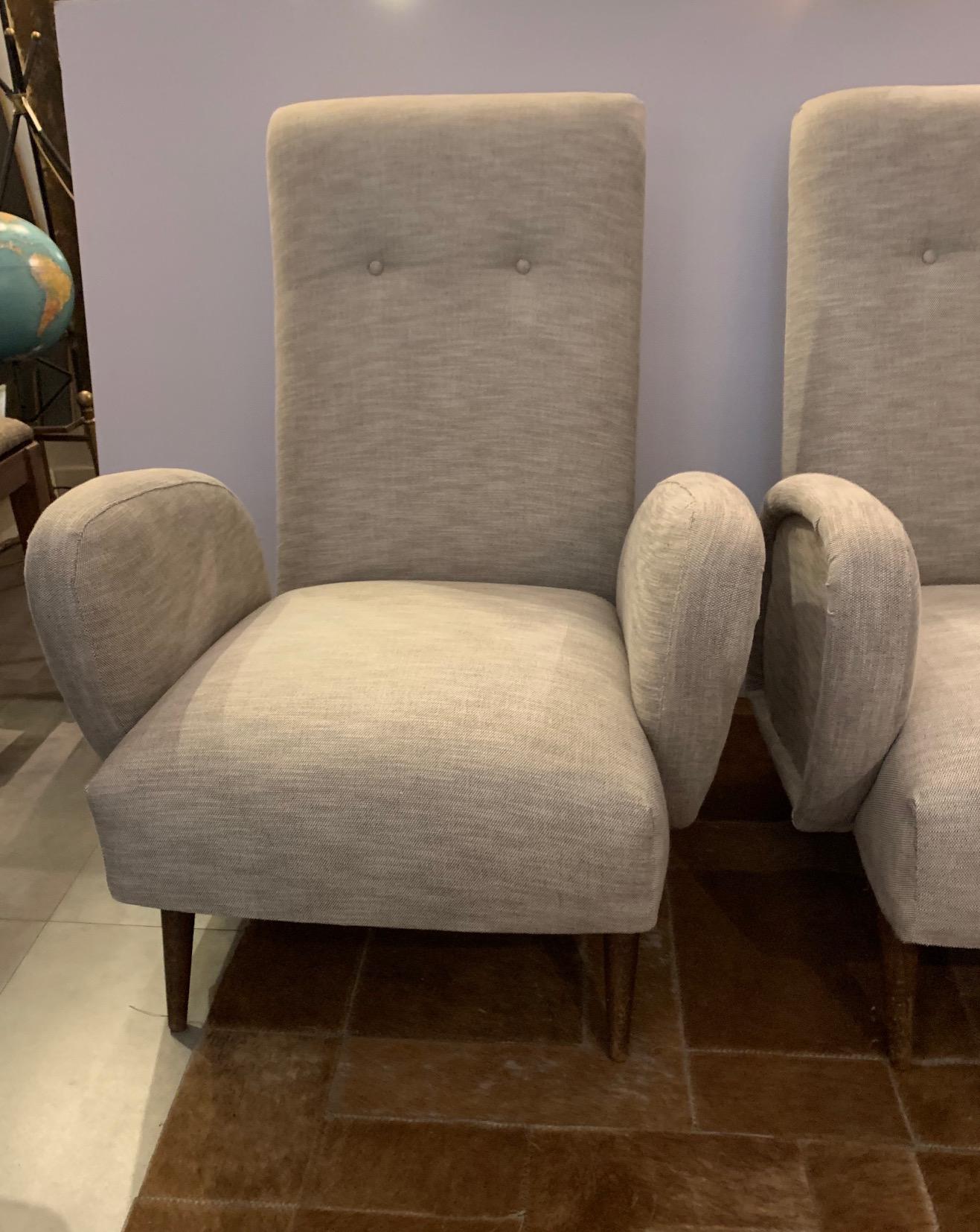 Mid-Century Modern 1950 Pair of Italian Armchairs For Sale