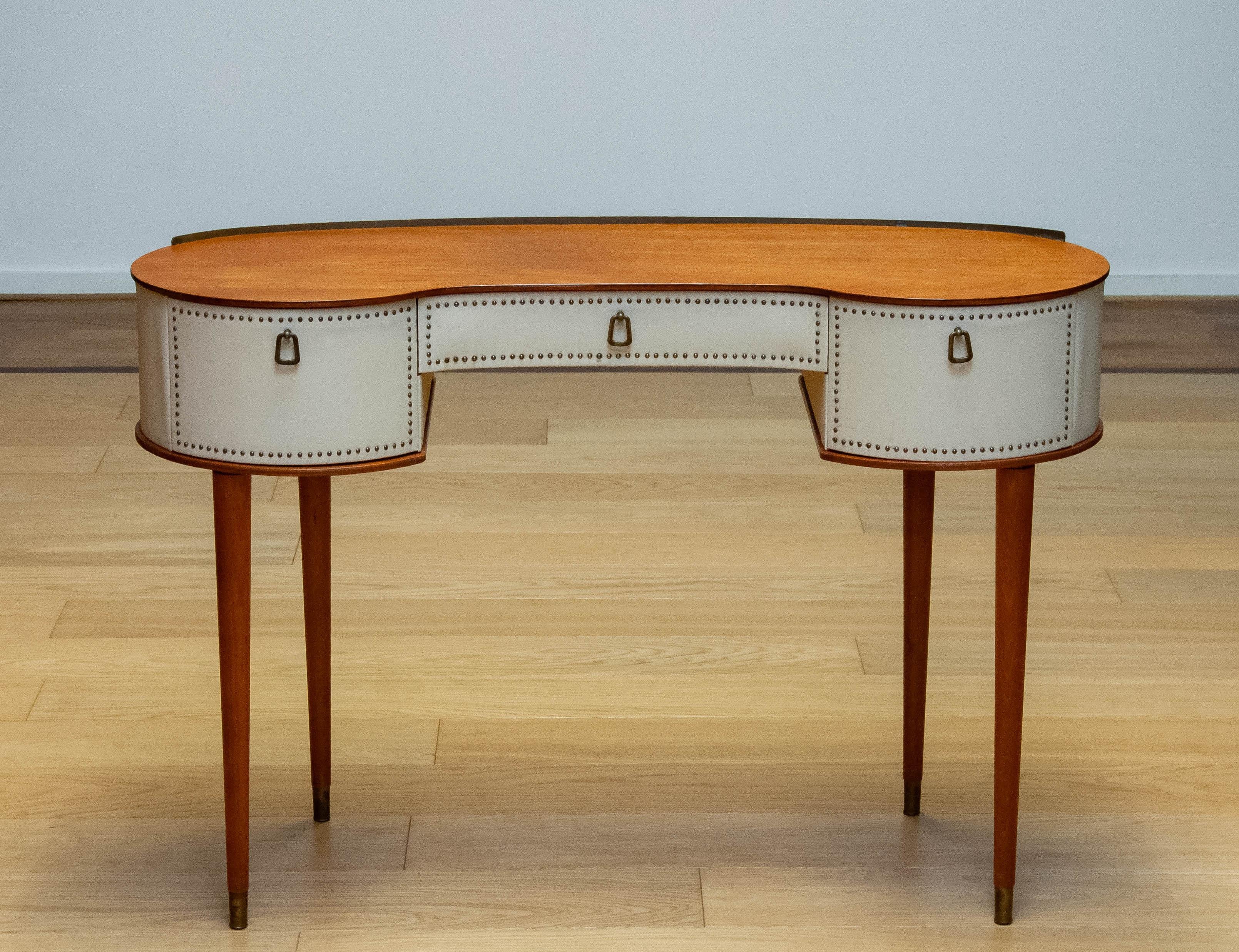 1950 Pair Nailed Night Stands With Matching Vanity By Halvdan Pettersson. Sweden 3