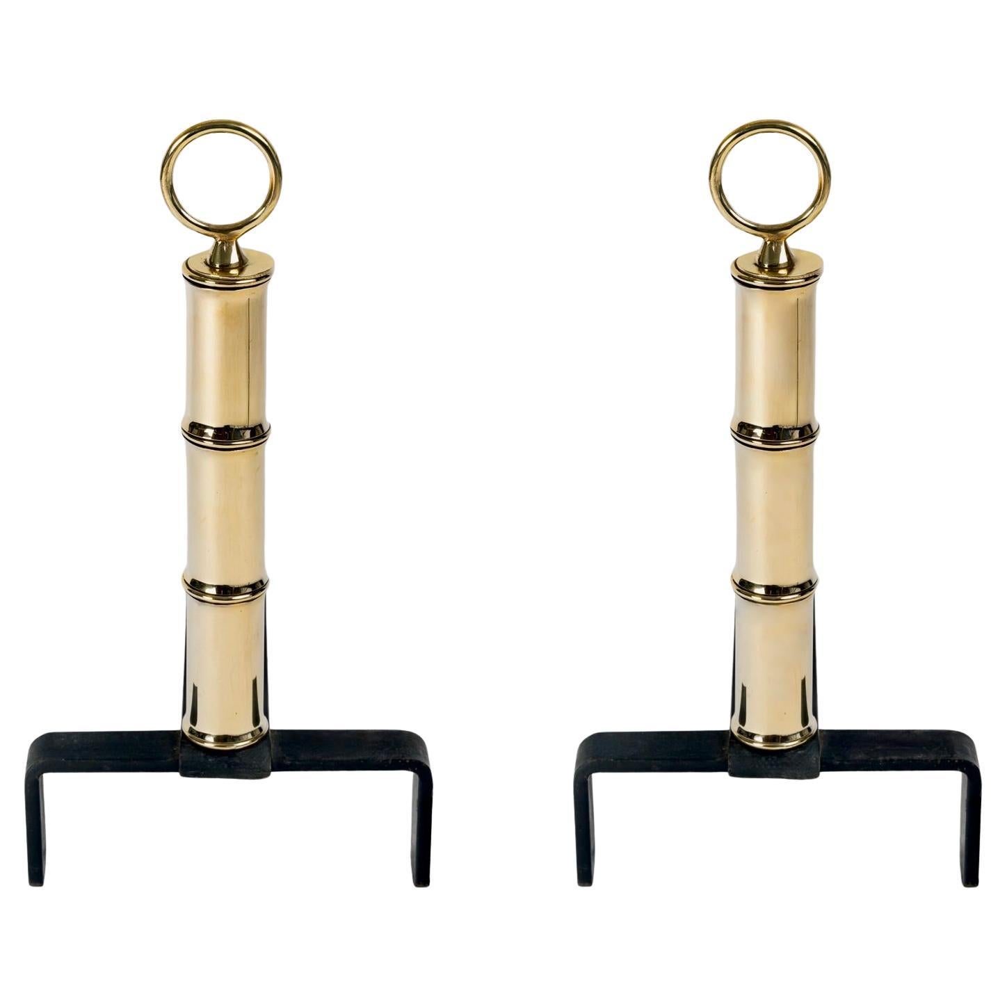 1950 Paire de chenets par Jacques Adnet en vente