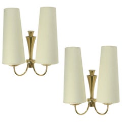 1950 Pair of Arlus Brass Sconces