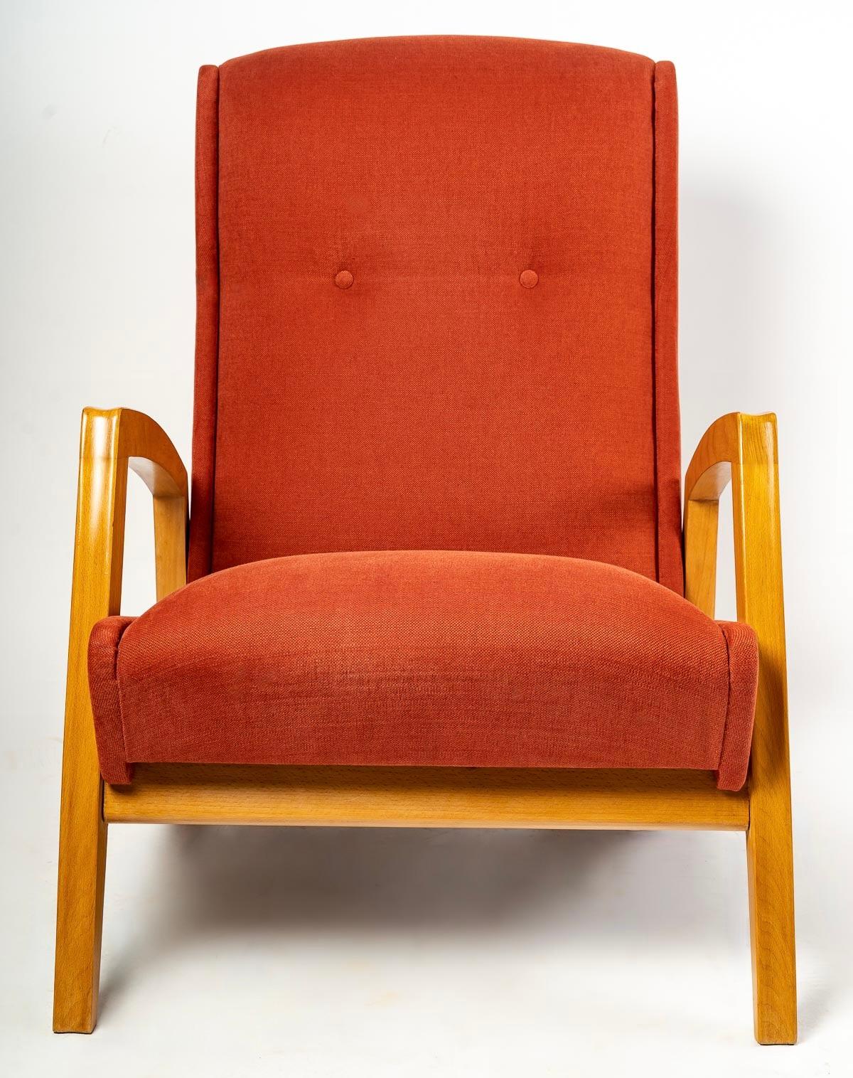 French 1950 Pair of Armchairs Model FS144 by Jean René Caillette Editions Steiner For Sale