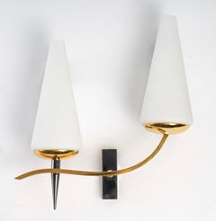 1950 Pair of Assymetrical Sconces by the Maison Arlus