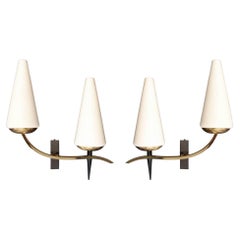 1950 Pair of Assymetrical Sconces by the Maison Arlus