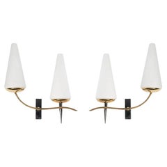 1950 Pair of Assymetrical Sconces by the Maison Arlus