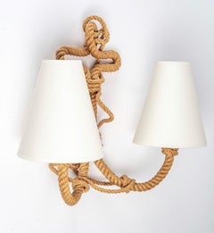 1950 Pair of Audoux Minet Rope Sconces