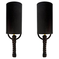 1950 Pair of sconces in rope Audoux Minet