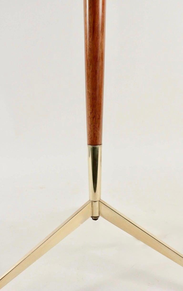 1950 Pair of Brass and Wood Tripod Floor Lamps Maison Lunel In Good Condition In Saint-Ouen, FR