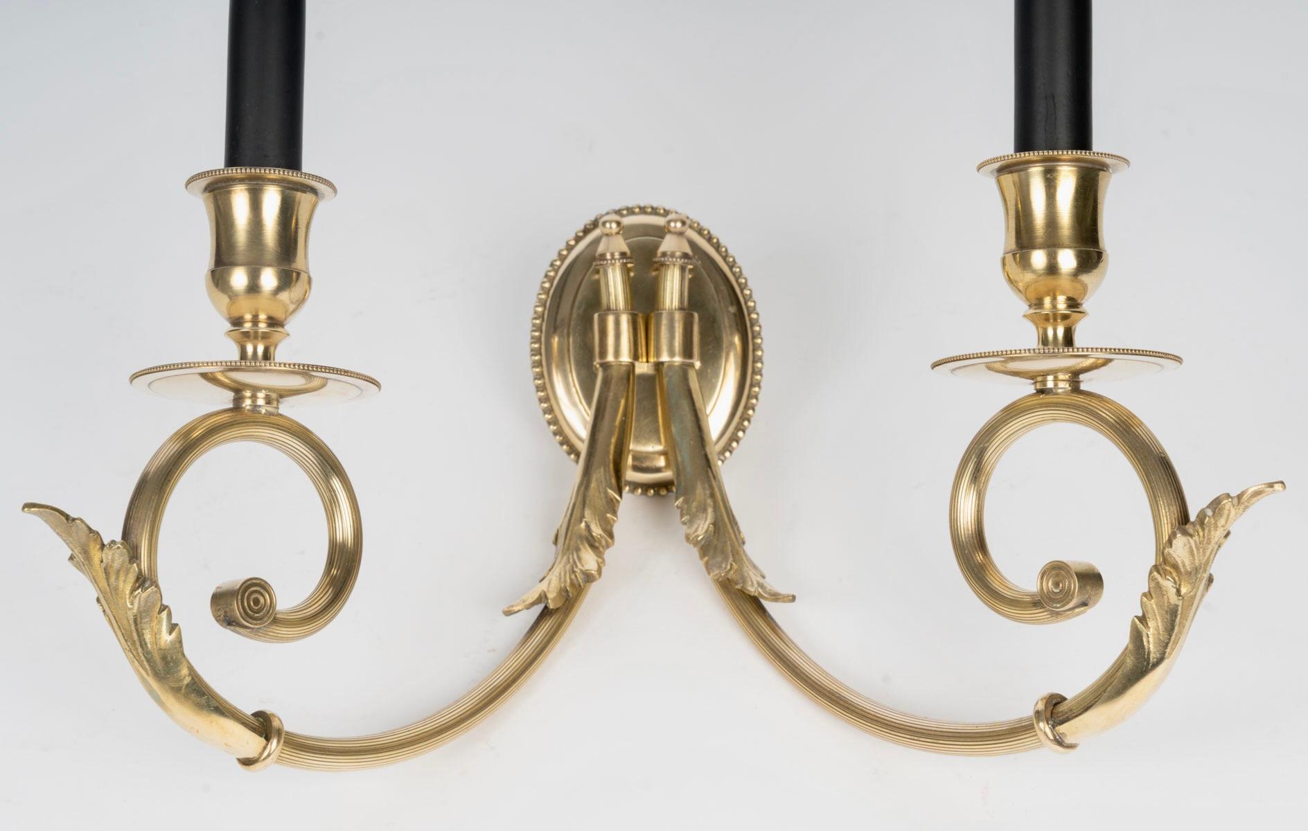 1950 Pareja de apliques de bronce de Lucien Gau Francés en venta