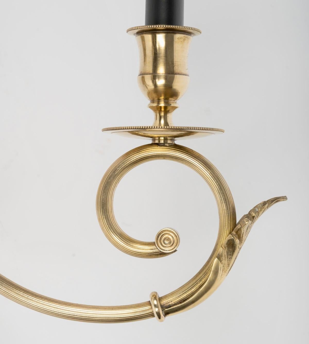 1950 Pareja de apliques de bronce de Lucien Gau en Bueno estado para la venta en Saint-Ouen, FR