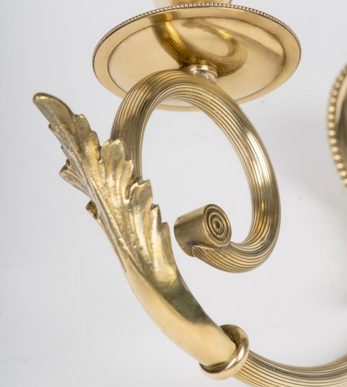 1950 Pareja de apliques de bronce de Lucien Gau mediados del siglo XX en venta