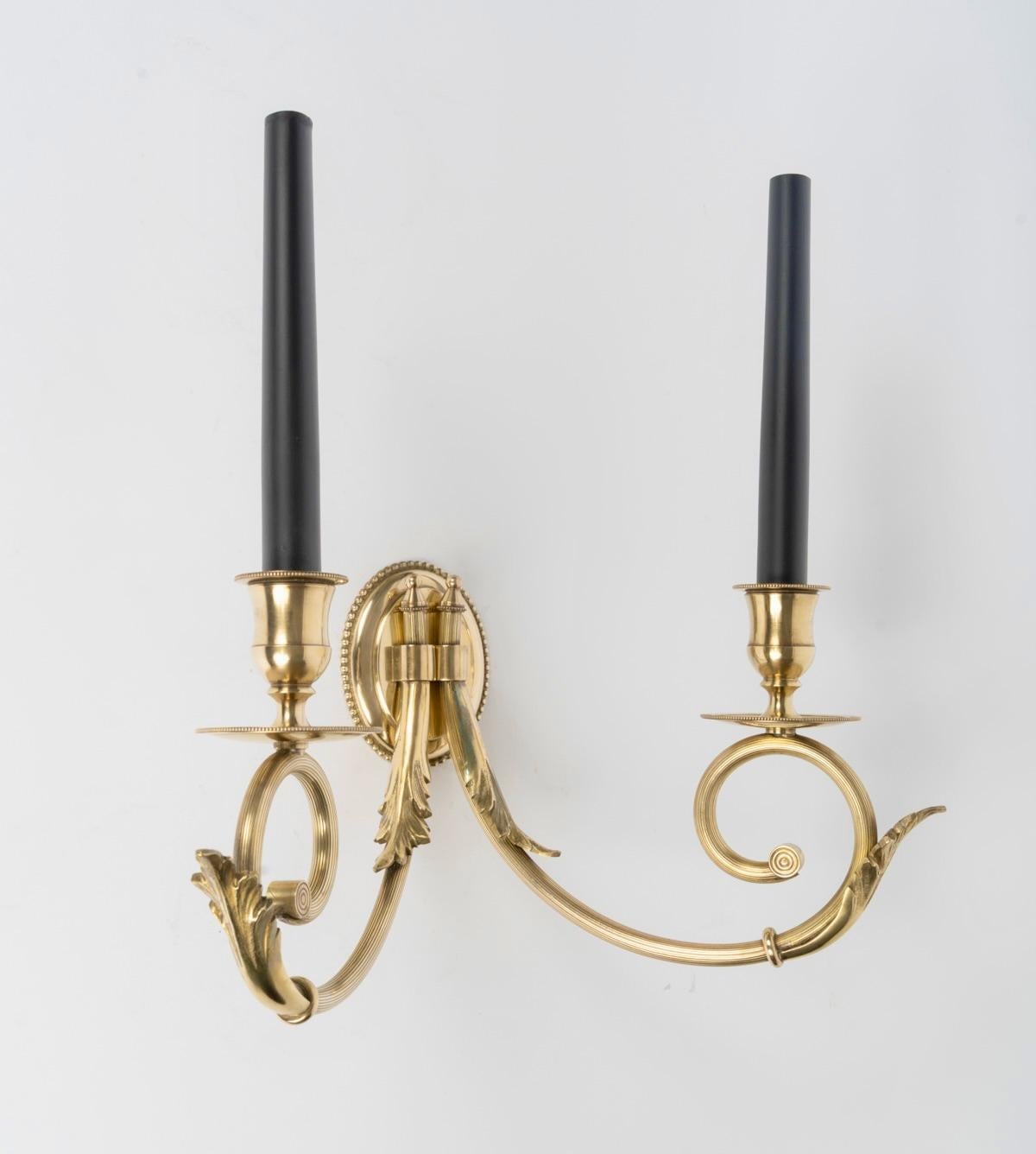 1950 Pareja de apliques de bronce de Lucien Gau en venta 1