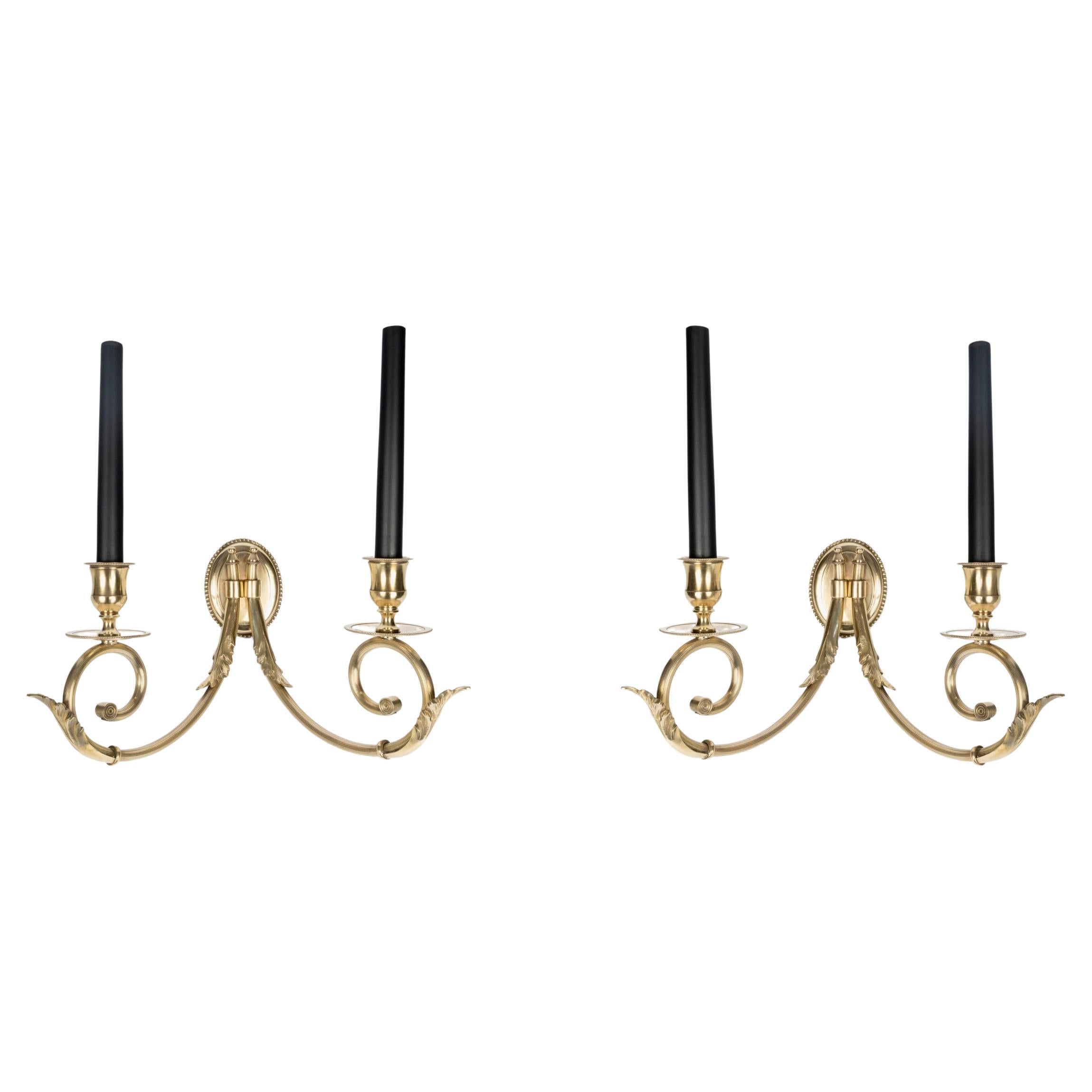 1950 Pareja de apliques de bronce de Lucien Gau en venta