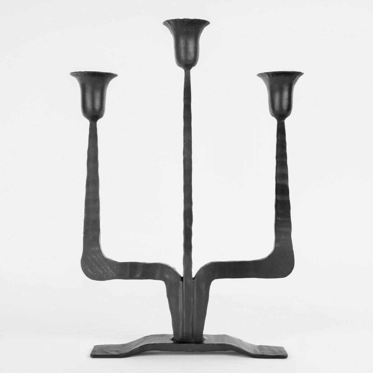 Wrought Iron 1950 Pair of candlesticks by Atelier Marolles & Jean Touret