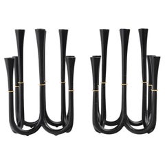 1950 Pair of cast iron and brass candlesticks by Jens Quistgaard .Denmark