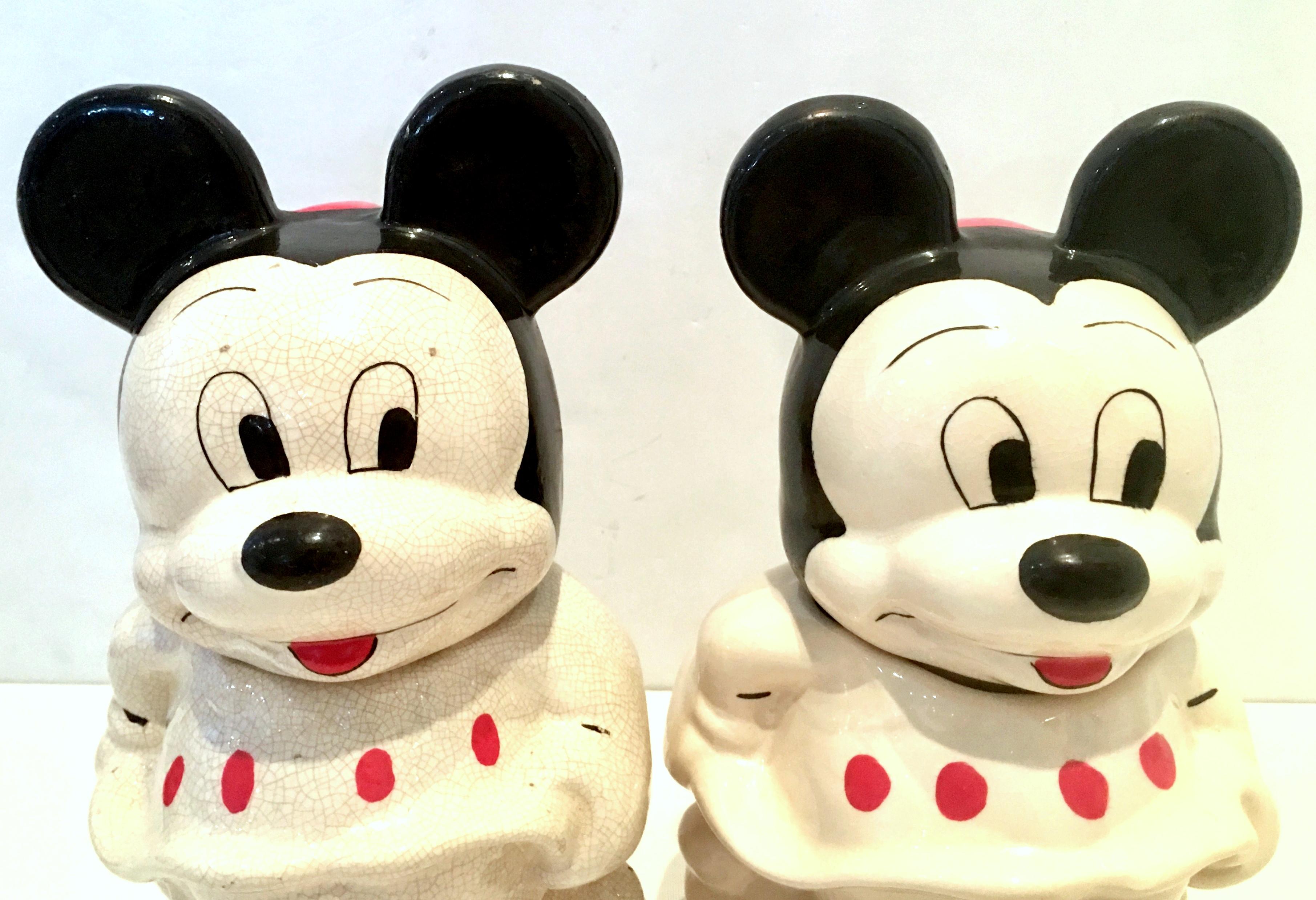 American 1950'S Pair Of Ceramic Mickey & Minnie Mouse 