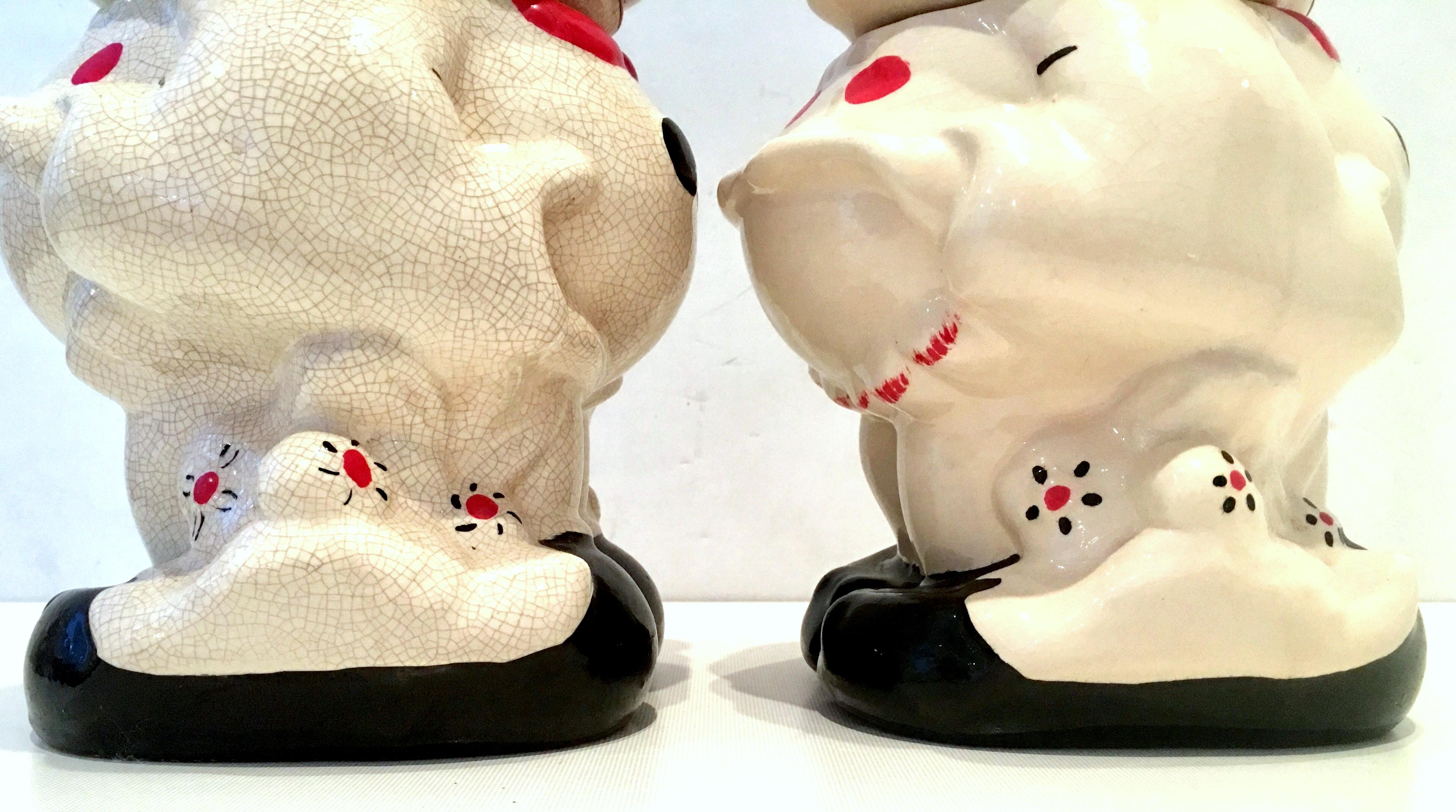 Glazed 1950'S Pair Of Ceramic Mickey & Minnie Mouse 