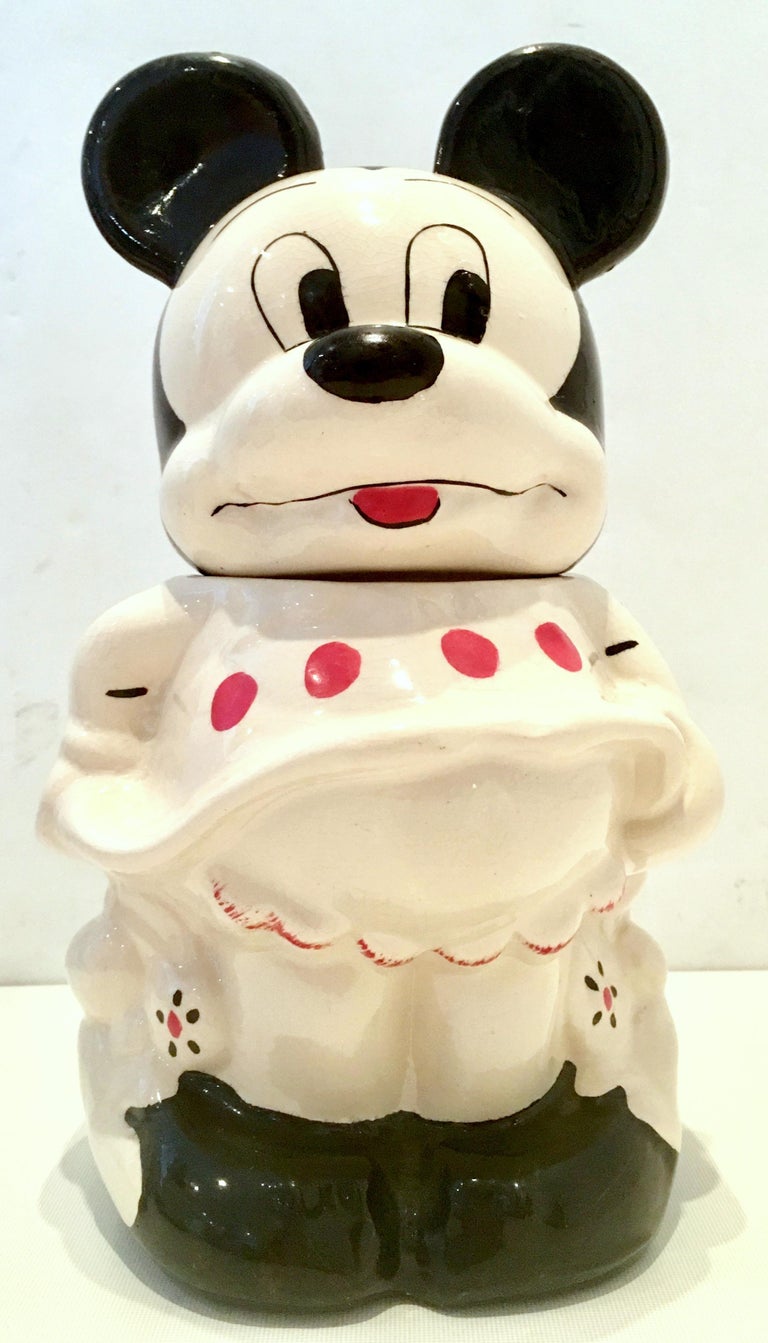 1950'S Pair Of Ceramic Mickey and Minnie Mouse "Turnabout" Cookie Jars