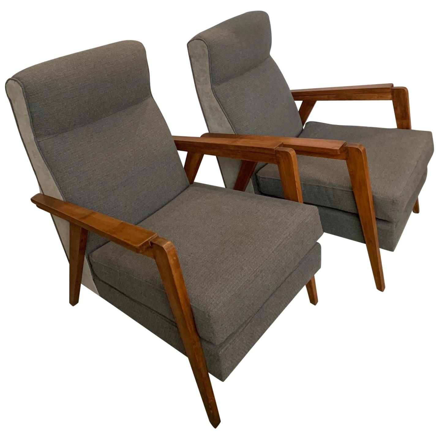 1950 Pair of French Oak Armchairs
