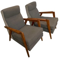 Retro 1950 Pair of French Oak Armchairs