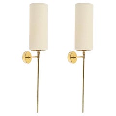 1950 Pair of Gilded Brass Wall Lights Maison Arlus