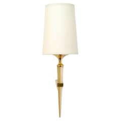 1950 Pair of gilded bronze Torchère sconces Maison Arlus