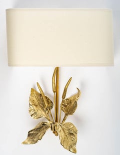 1950 Coppia di applique "Bouquet" in bronzo dorato della Maison Charles