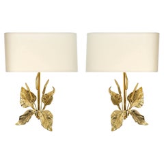 1950 Coppia di applique "Bouquet" in bronzo dorato della Maison Charles