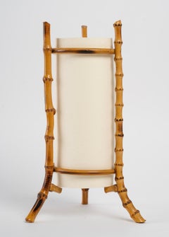 1950 Pair of Louis Sognot Bamboo Lamps