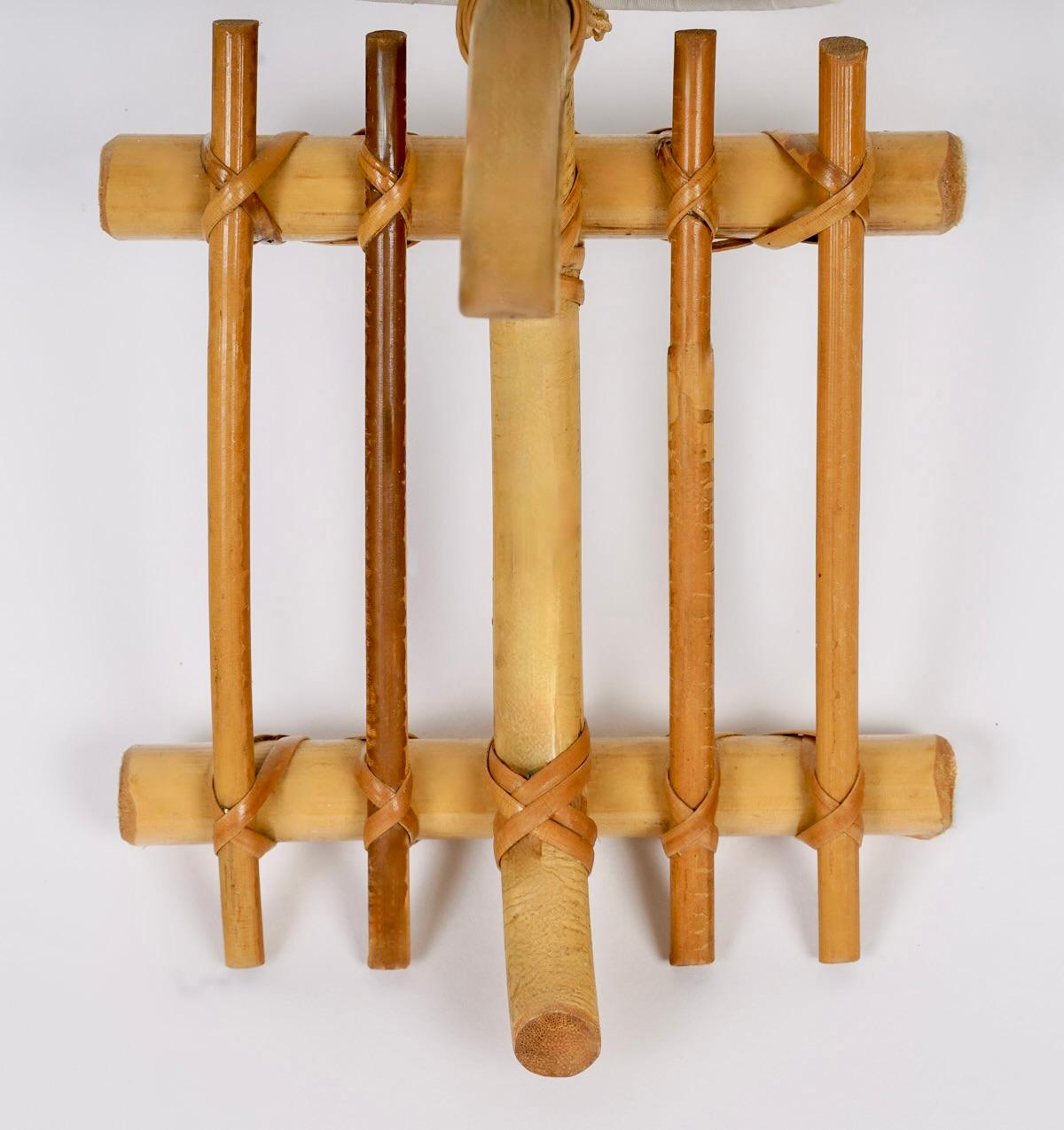 Mid-19th Century 1950 Pair of Louis Sognot rattan sconces For Sale