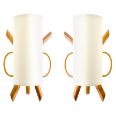 1950 Pair of Louis Sognot rattan sconces