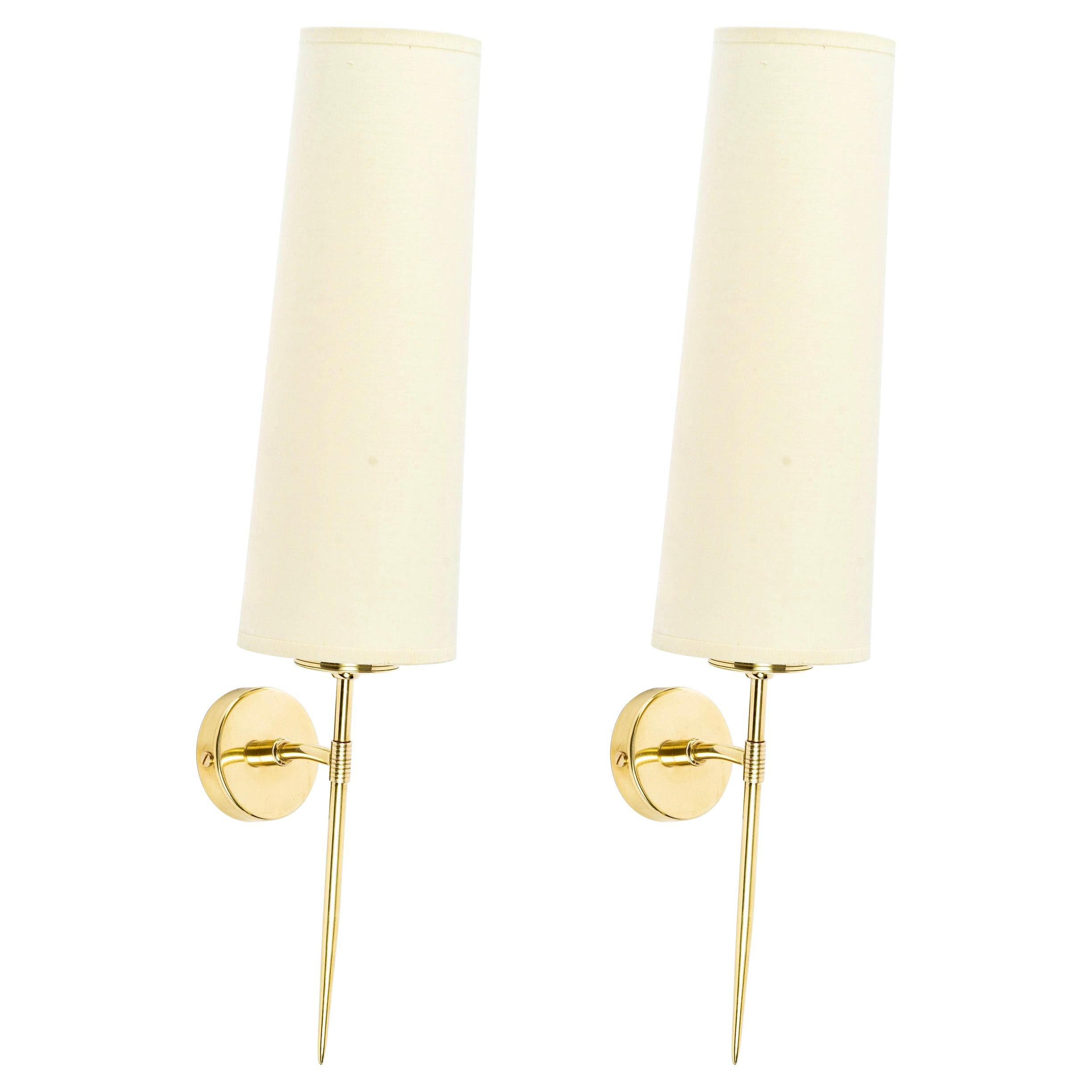 1950 Pair of Maison Arlus Wall Lights in Gilded Brass