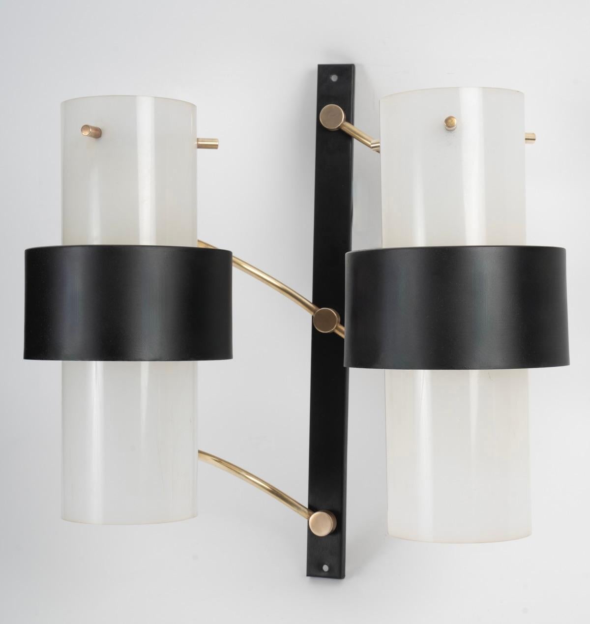 Mid-20th Century 1950 Pair of Maison Lunel Wall Lights For Sale
