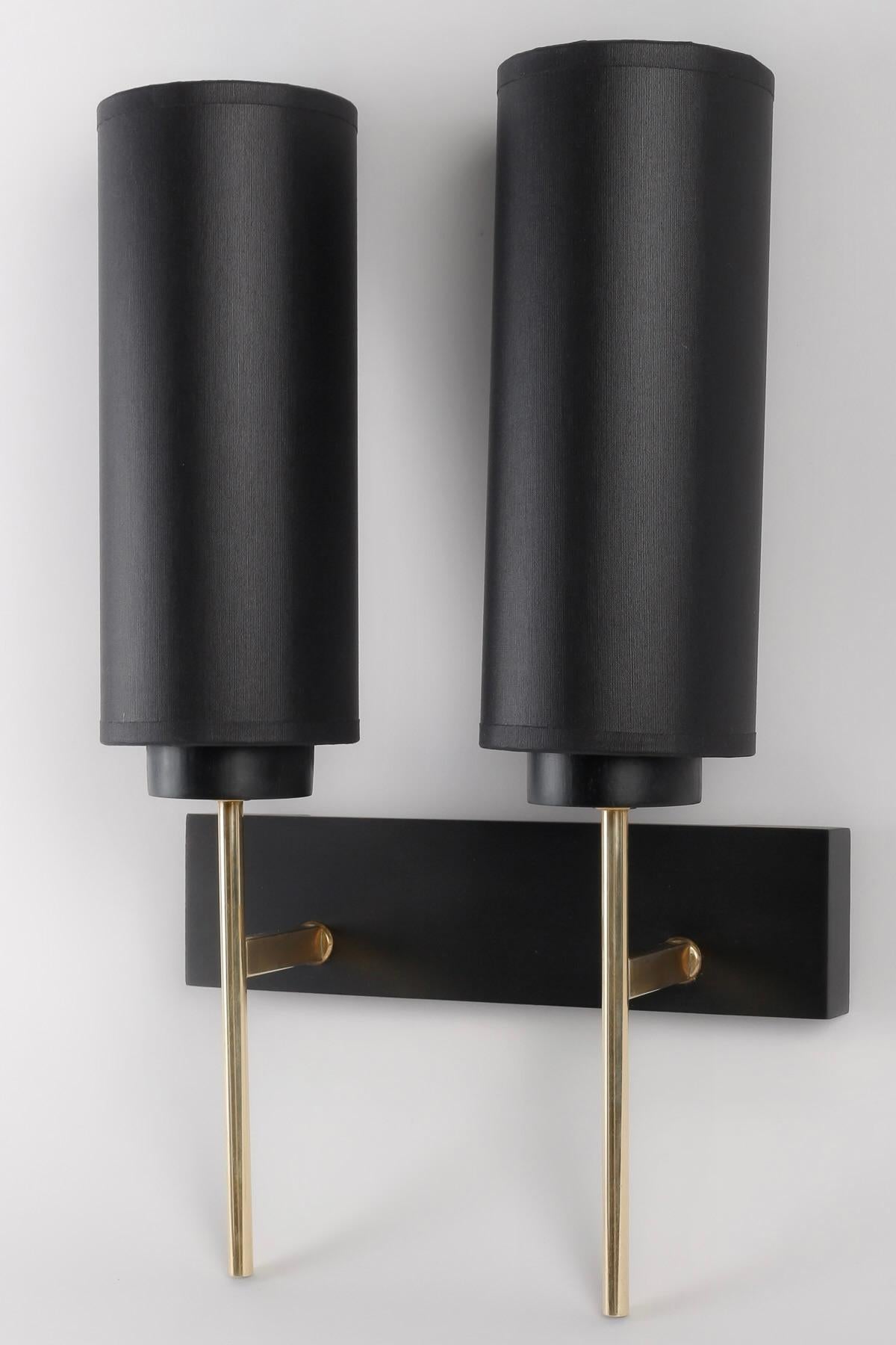 Brass 1950 Pair of Maison Lunel wall lights For Sale