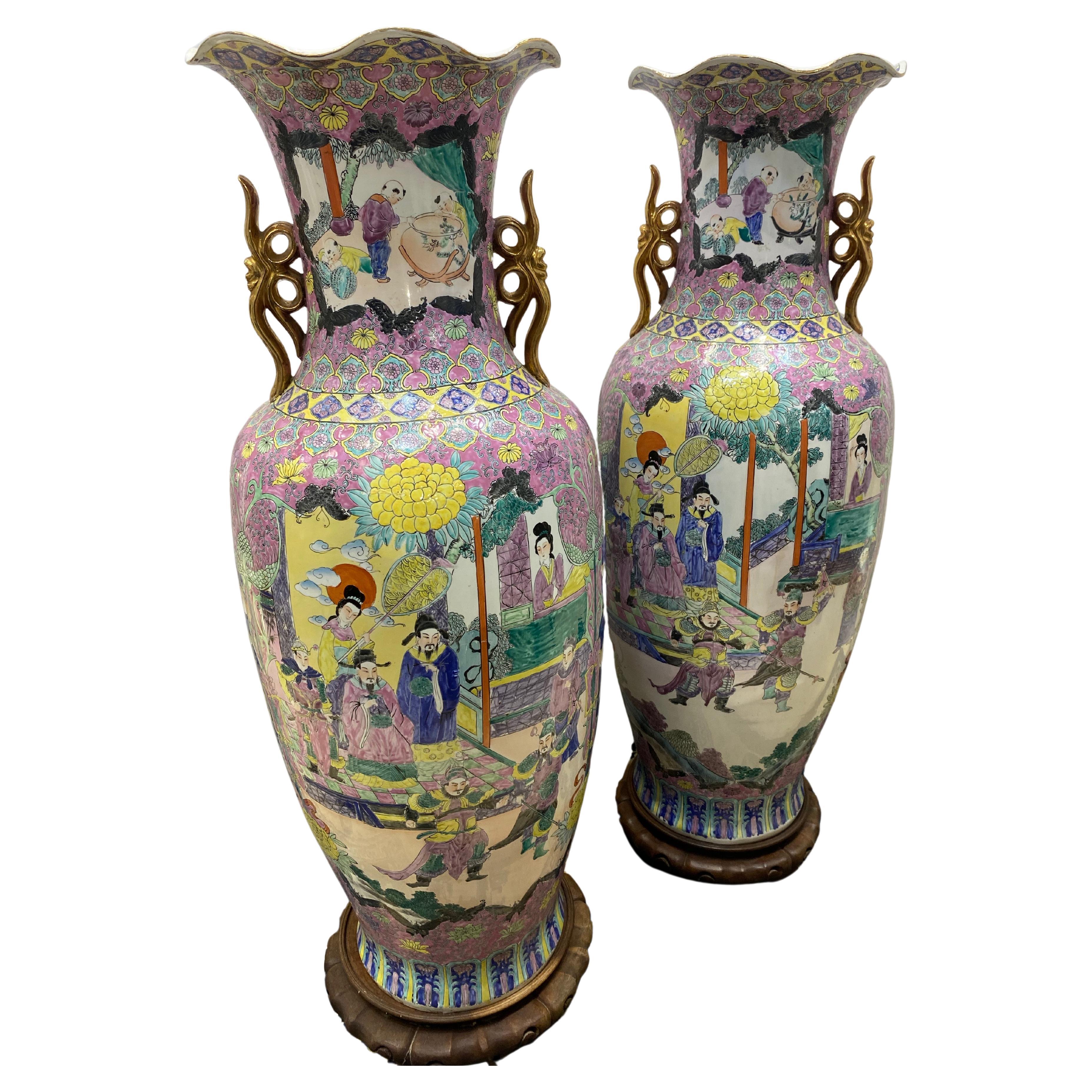Pair of Chinese Crackleware Vases at 1stDibs