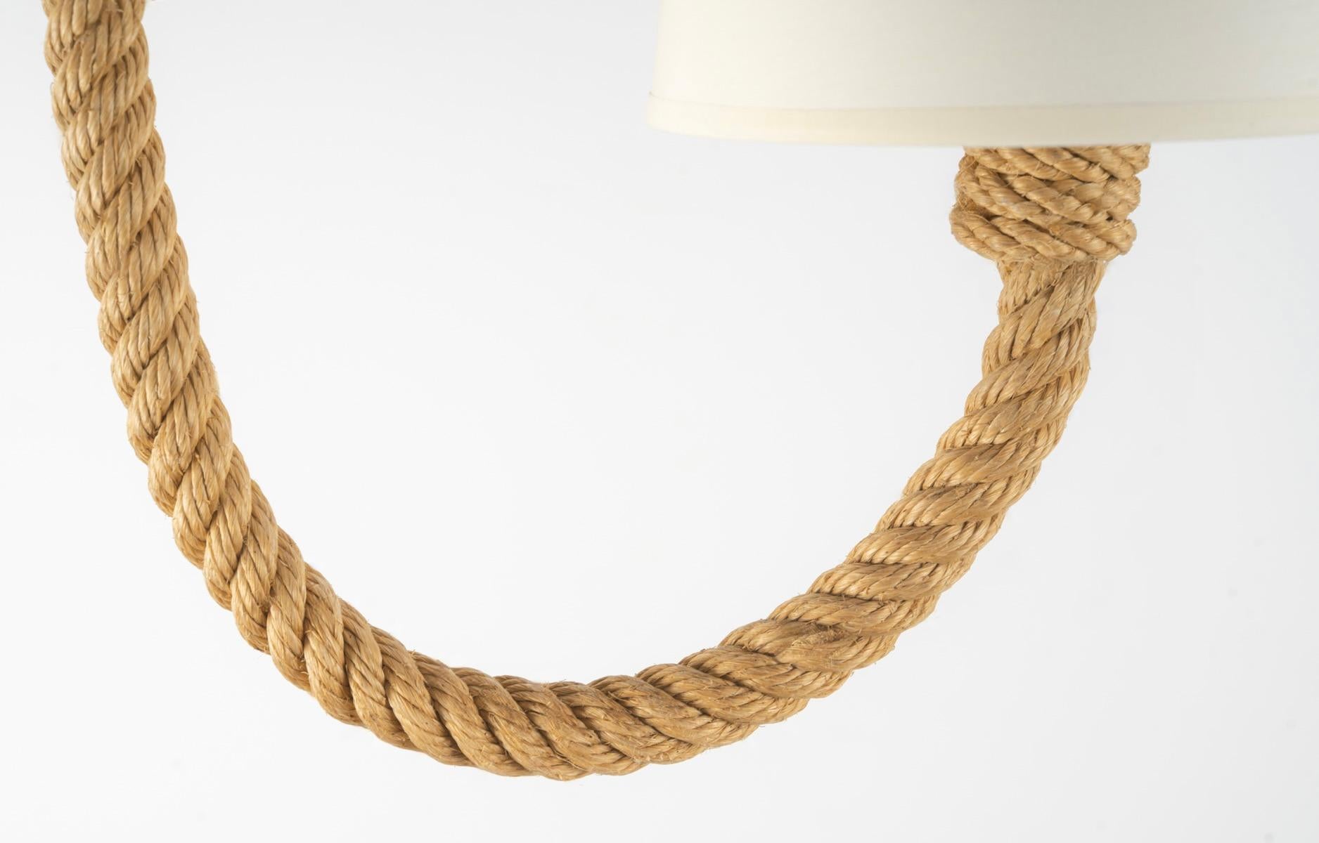 French 1950 Pair of rope wall lights by Adrien Audoux & Frida Minet