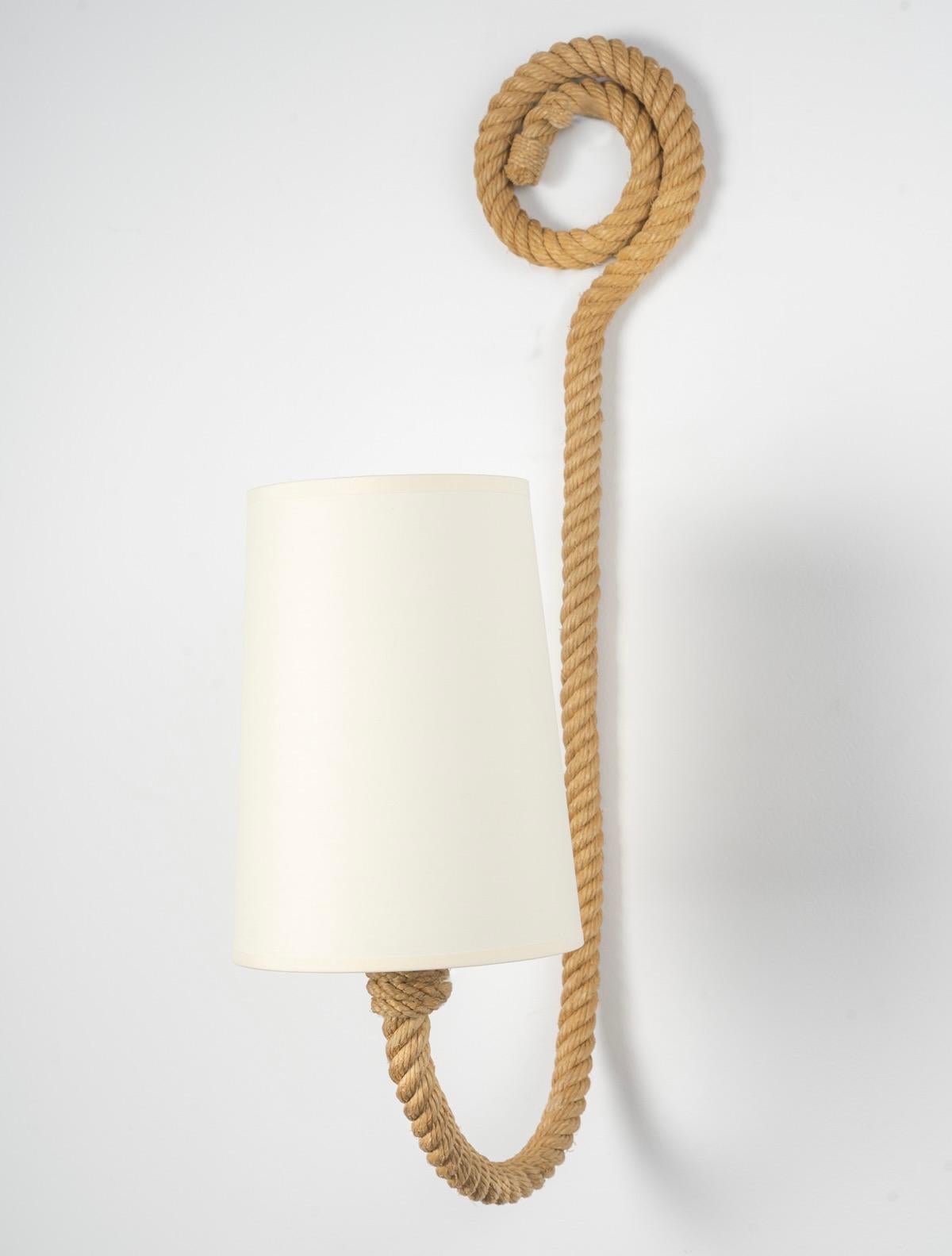 1950 Pair of rope wall lights by Adrien Audoux & Frida Minet In Good Condition In Saint-Ouen, FR