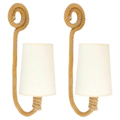 1950 Pair of rope wall lights by Audoux Minet