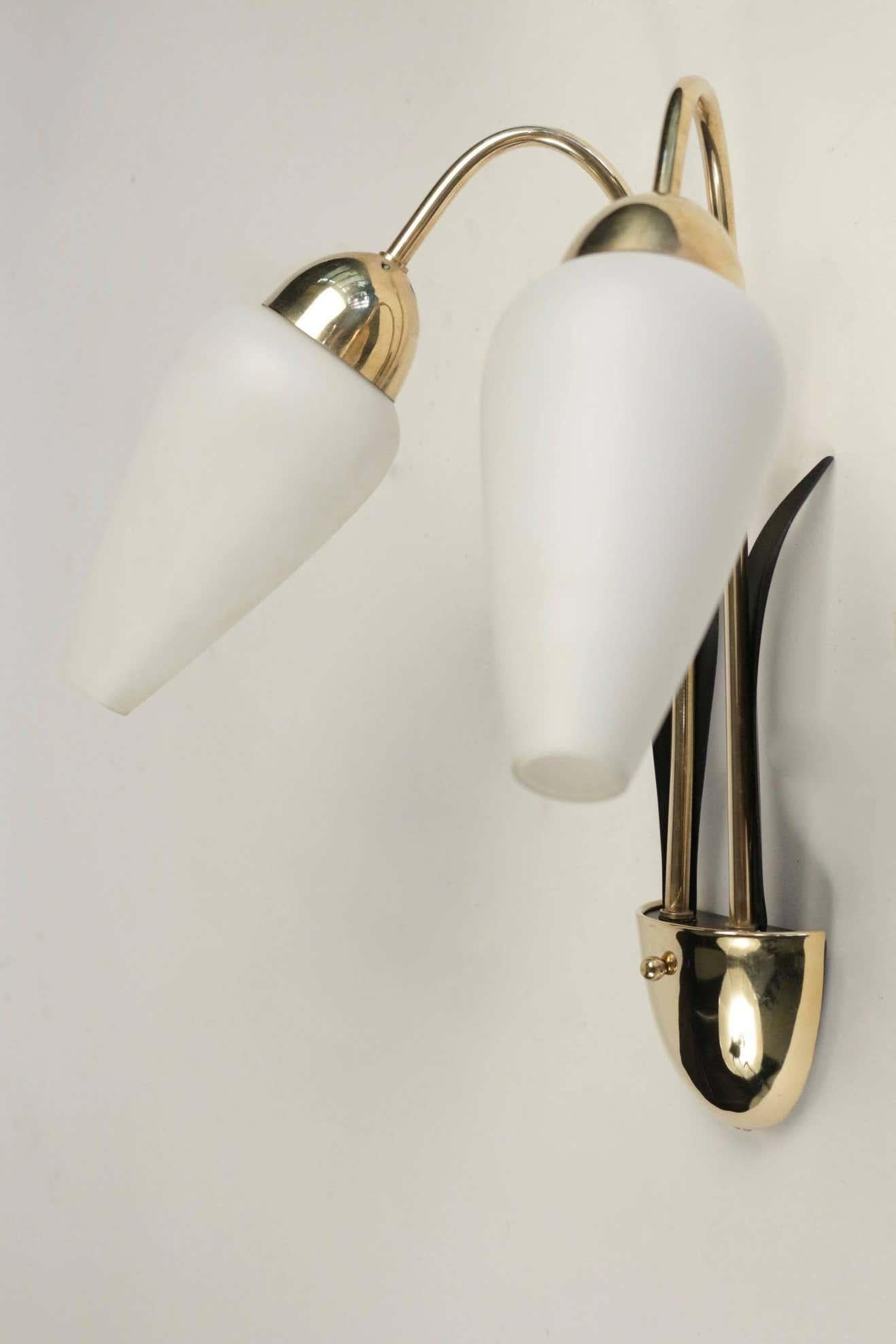 Mid-20th Century 1950 Pair of Sconces by Maison Lunel For Sale