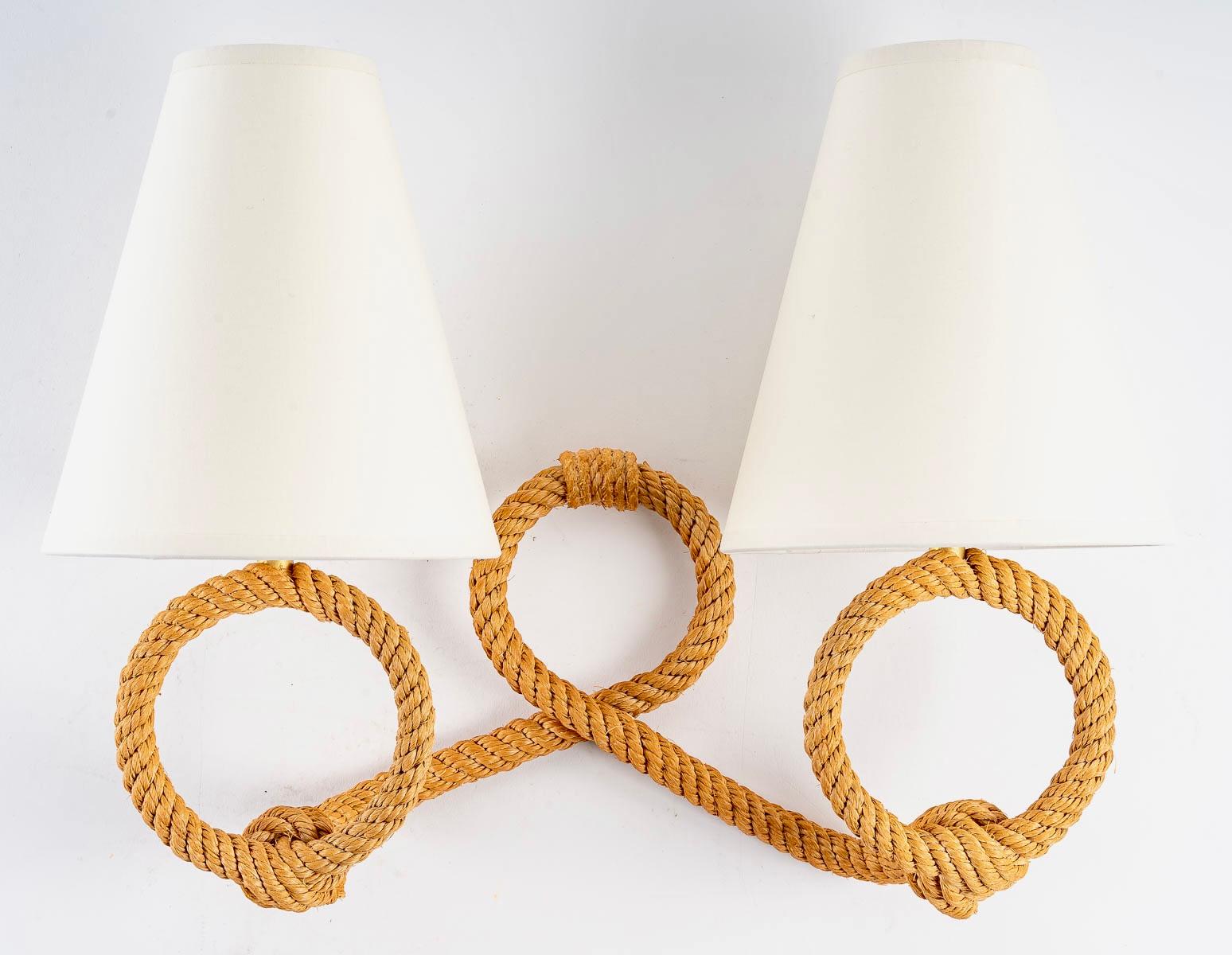 Mid-20th Century 1950 Pair of sconces in rope Audoux Minet